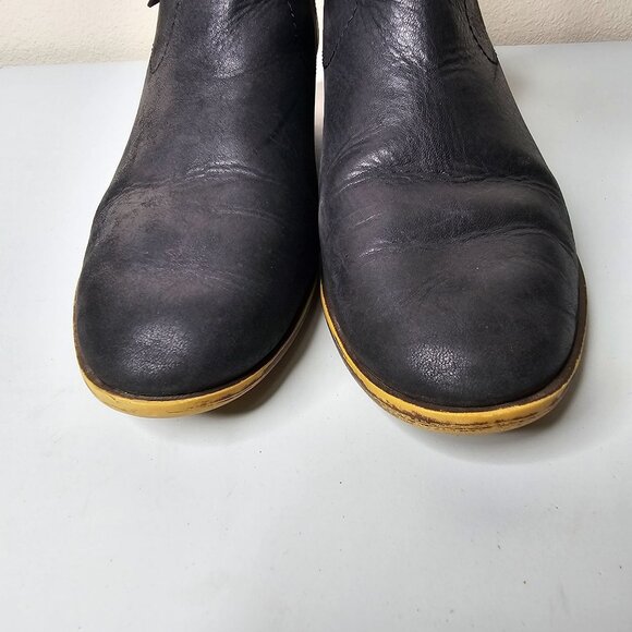 Lucky Brand Size 9 Black Leather Blandre Ankle Booties Boots Low Block Heel - Picture 3 of 10